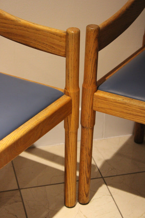 Vintage Postmodern Oak Armchairs | Sculptural Barrel Back Dining Chairs | Pair