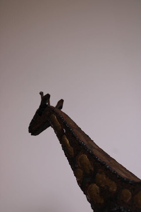 Brutalist Metal Giraffe Sculpture