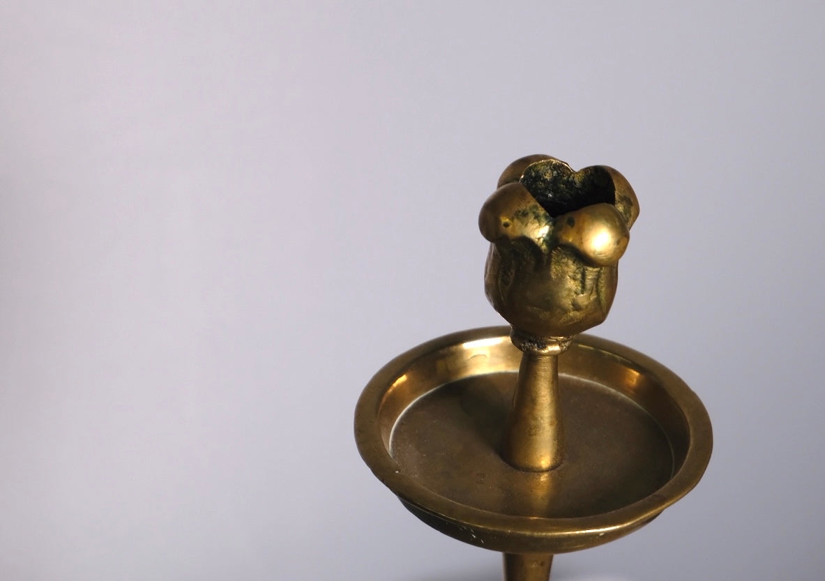 Vintage Brass Rosebud Candlestick
