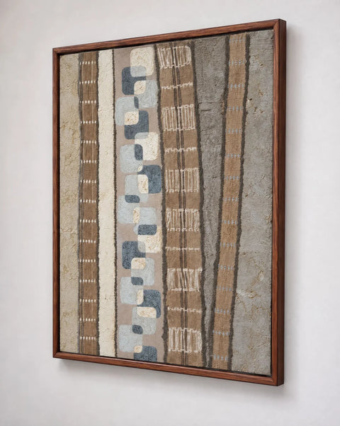 Framed Neutral Geometric Textured Wall Art