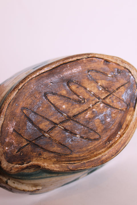 Organic Blue Botanical Studio Pottery Dish