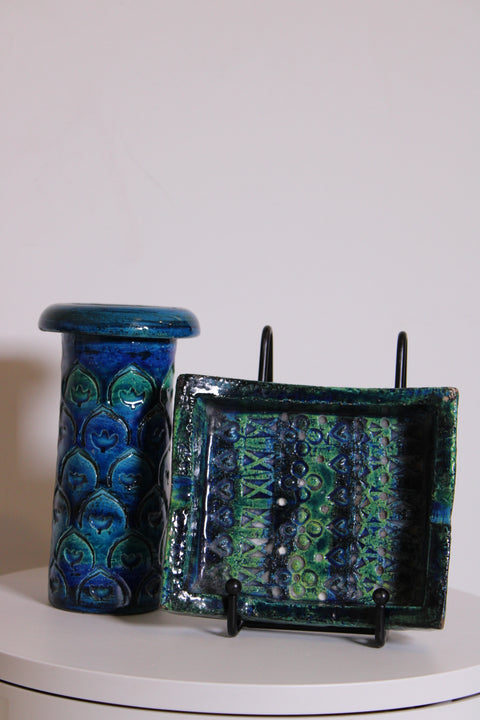 Vintage Bitossi Rimini Blu Cylinder Vase | Italian Pottery