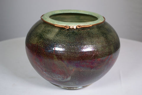 Vintage “Curtis Scott” Multicolored Raku Pot