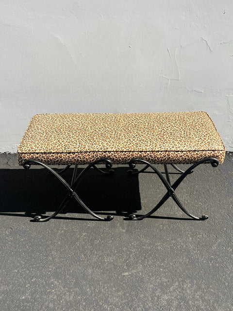 Cheetah Print Wrought Iron Bench