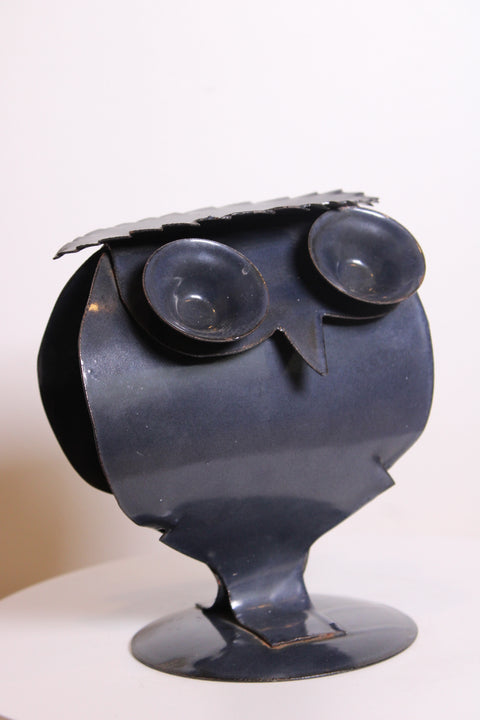 Black Owl Metal Footed Bowl