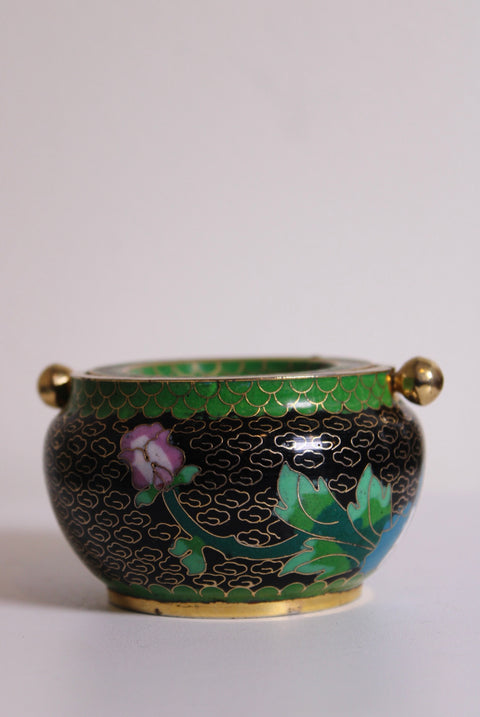 Vintage Chinese Minutare Cloisonné Ashtray / Incense Burner