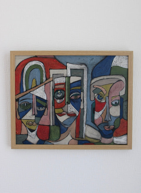 Angela Dickerson Red Blue Chorus Original Framed Artwork