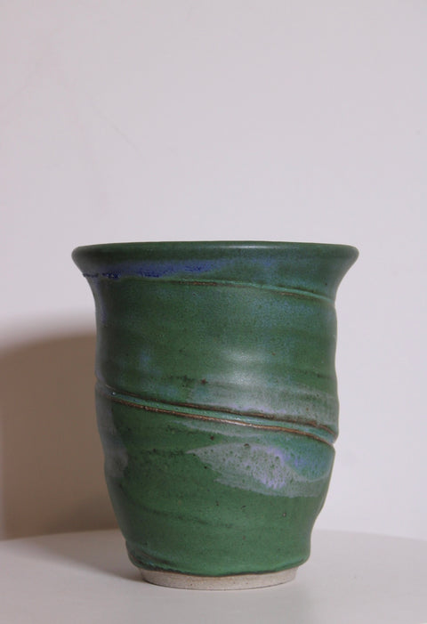 Signed Green Studio Pottery Tumbler | Hand-Thrown Ceramic Cup
