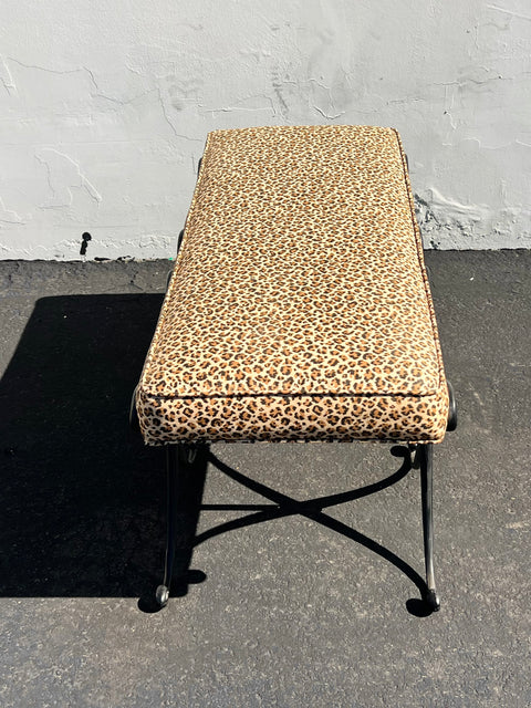 Cheetah Print Wrought Iron Bench