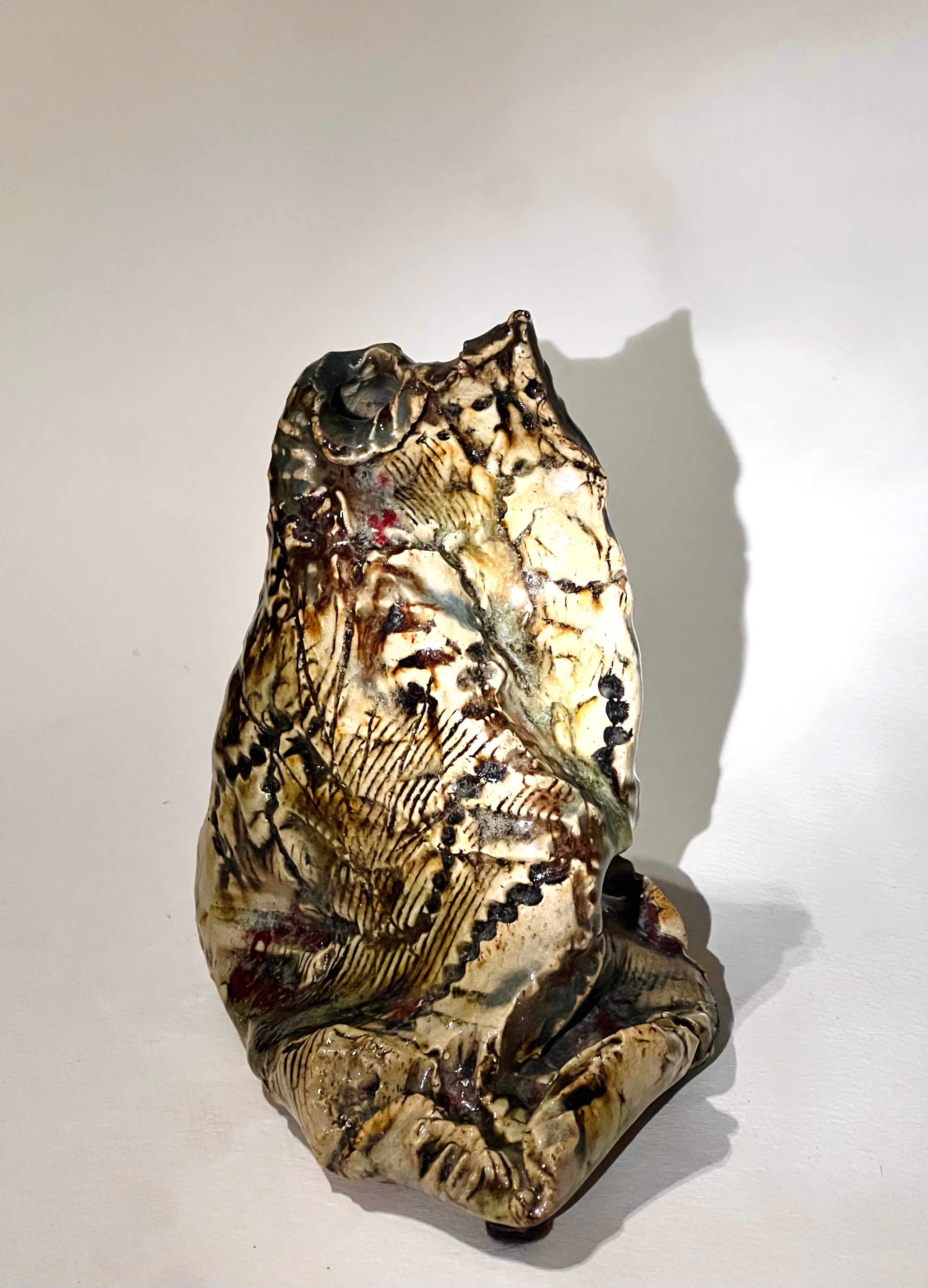 Signed Scalloped Unique Abstract Clay Sculpture (Vintage) SOLD