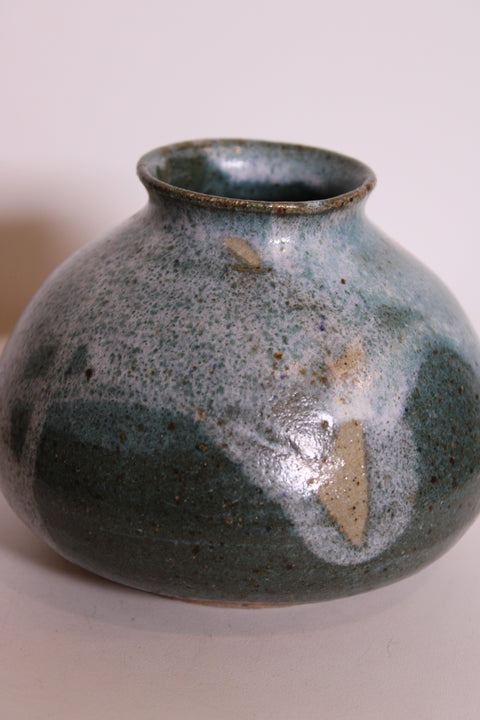 Signed Blue-Green Studio Pottery Bud Vase