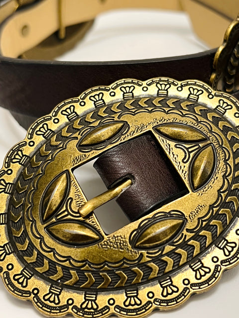 Cipriani Collection Brown Leather Concho Belt
