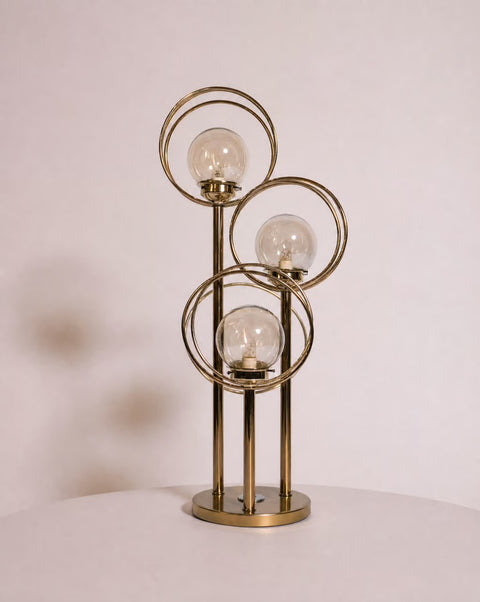 1980s Vintage Brass Orb Lamp
