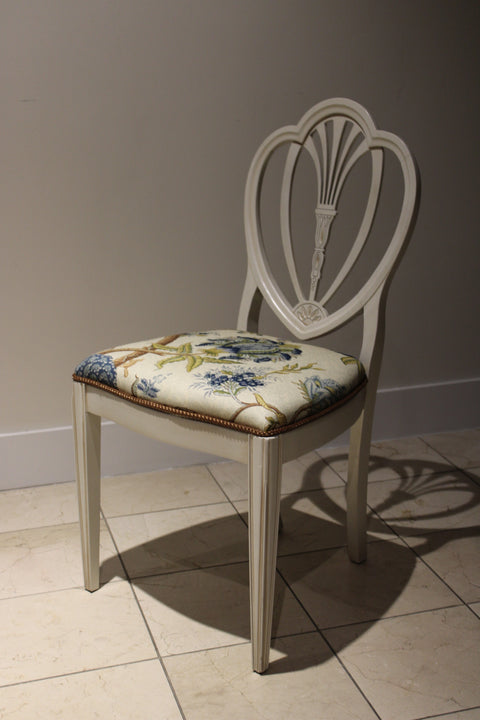 Vintage Art Deco Heart Back Dining Chairs (Pair) | Painted Accent Chairs
