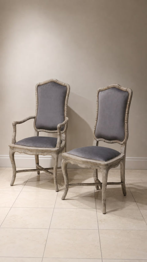 “Marge Carson” Vintage Faux Bamboo Dining Chairs (6)