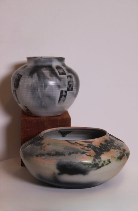 Sarita Swanson Abstract Smoke Studio Vessel Duo