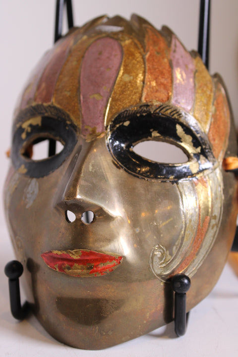 Painted Brass Carnival Face Mask