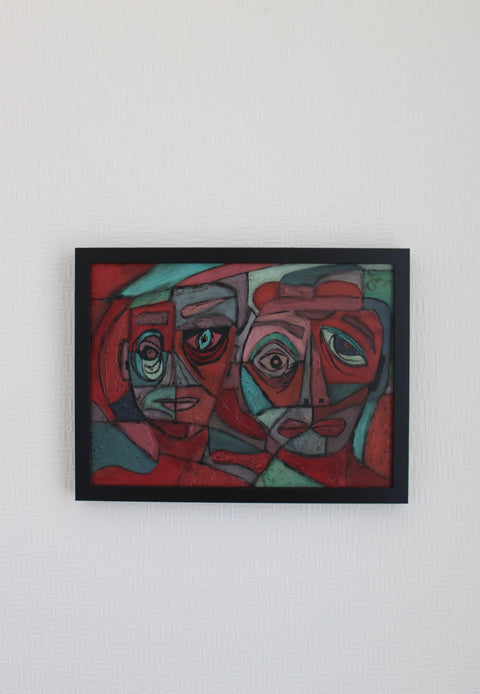 Angela Dickerson Crimson Dialogue Original Framed Artwork