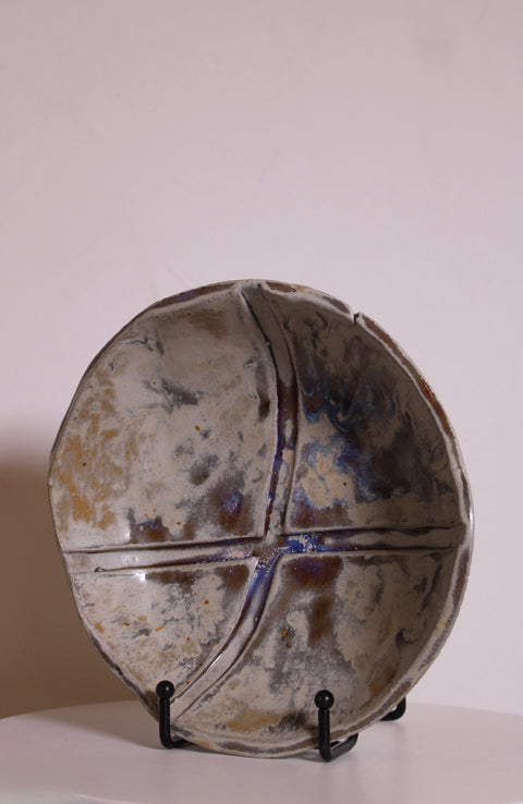 Signed SG Modernist Ceramic Obelisk Sculpture