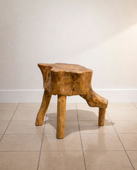 Live Edge Wood Tripod Side Table