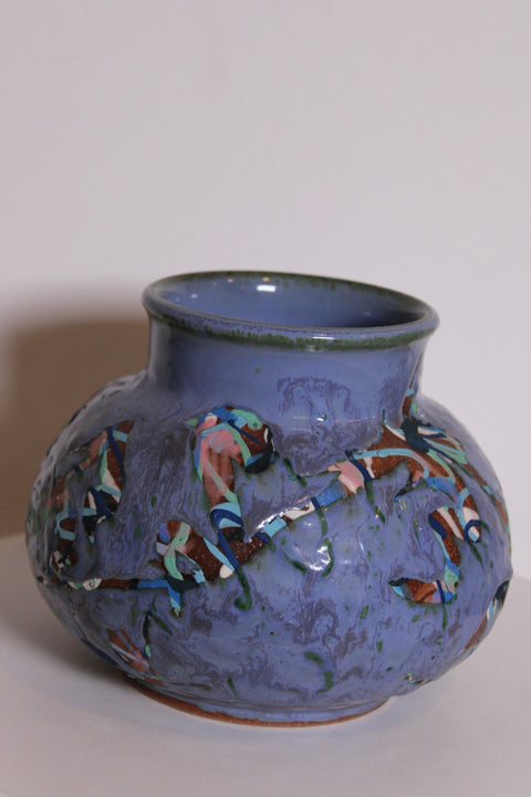 Purple Floral Studio Pottery Vase