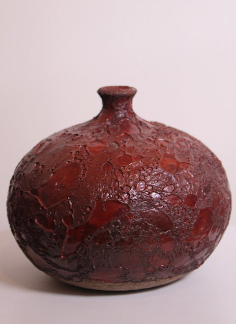 Textured Lava Glaze Studio Pottery Bottle Vase