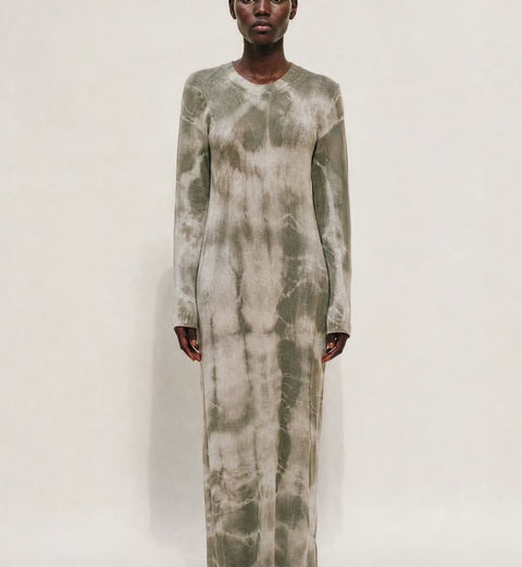 Vintage Sage Tie-Dye Knit Dress