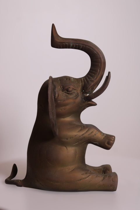 Seated Brass Elephant Sculpture