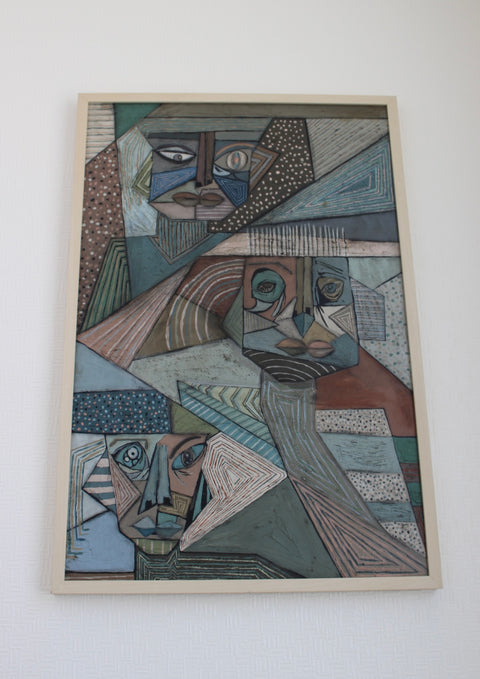 Angela Dickerson Three Watchers Original Framed Artwork