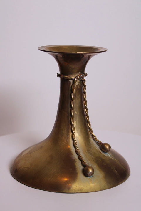Vintage Set of Three Brass Rope Tassel Candle Holders