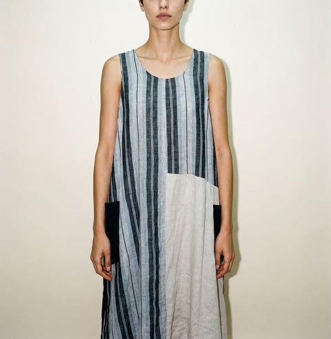 FOIL Blue and White Striped Sleeveless Tunic