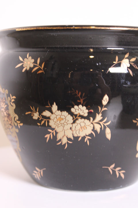 Chinoiserie Black Cachepot Planter