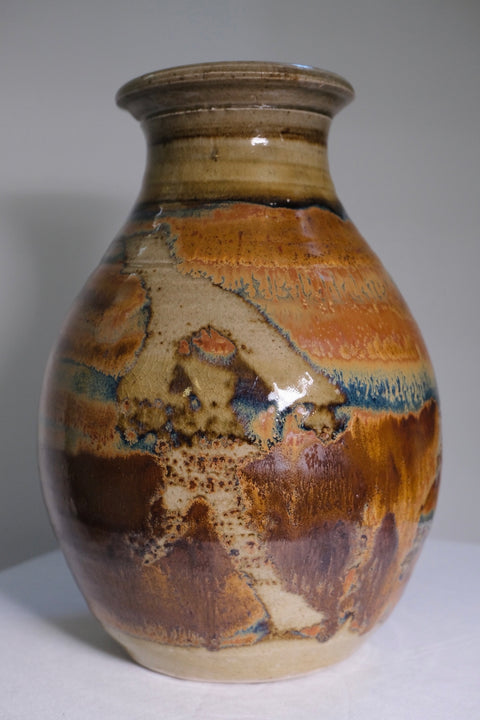 Vintage“Curtis Scott” Sunset Raku Stoneware Vase