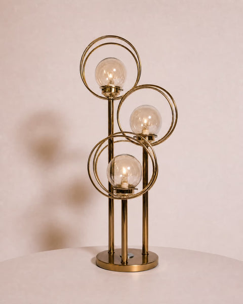 1980s Vintage Brass Orb Lamp