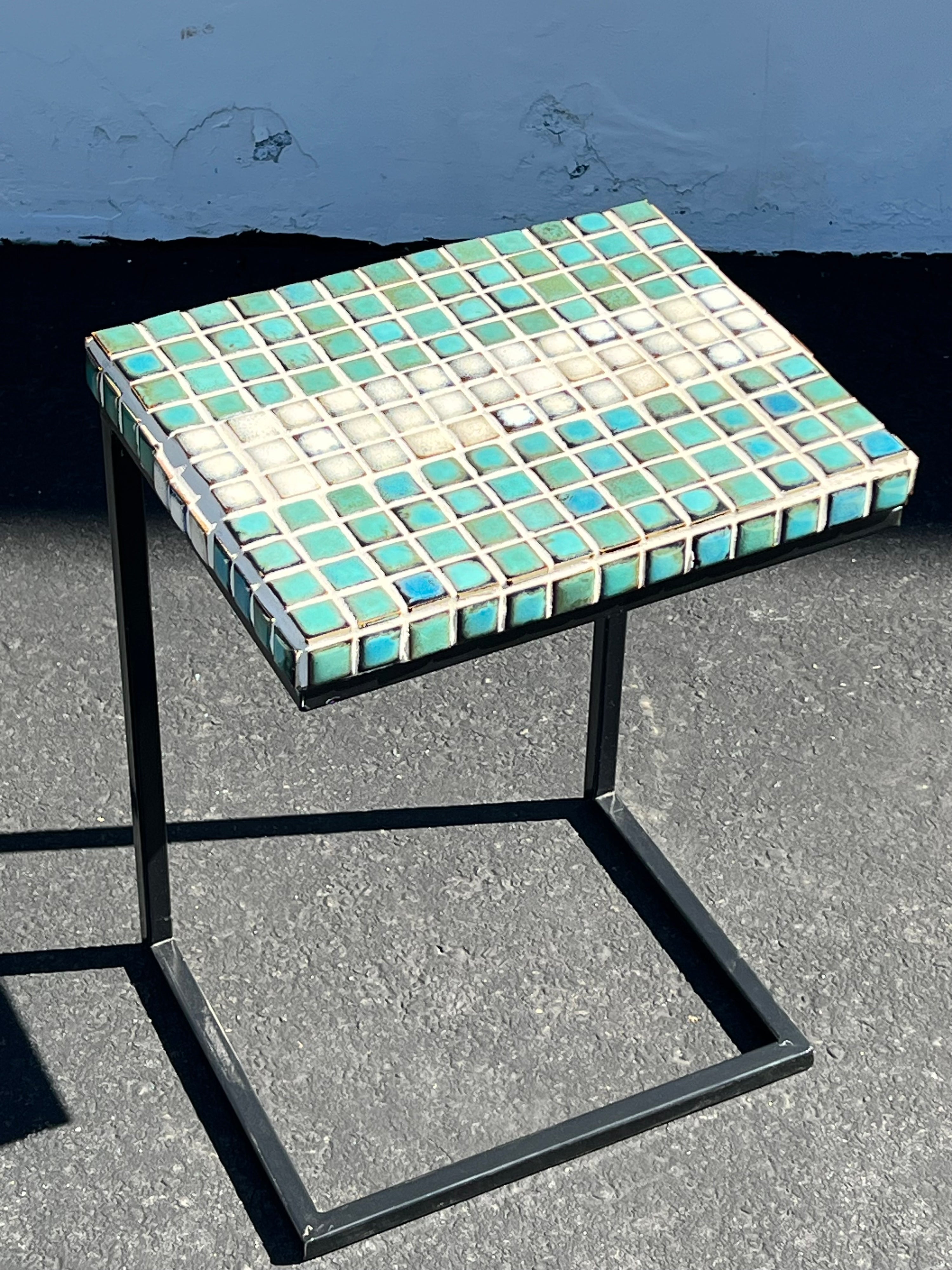 Hand Tiled Turquoise Side Table