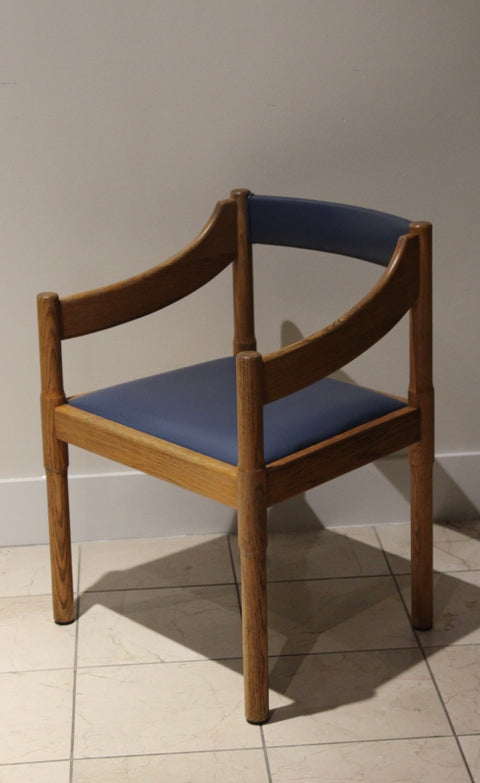 Vintage Postmodern Oak Armchairs | Sculptural Barrel Back Dining Chairs | Pair