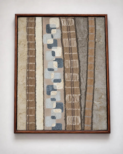 Framed Neutral Geometric Textured Wall Art