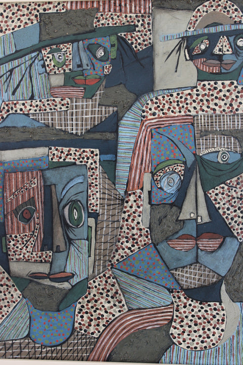 Angela Dickerson Patterned Watchers Original Framed Artwork