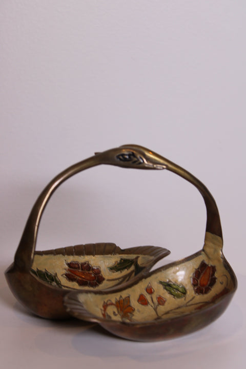Vintage Brass and Enamel Serving Set