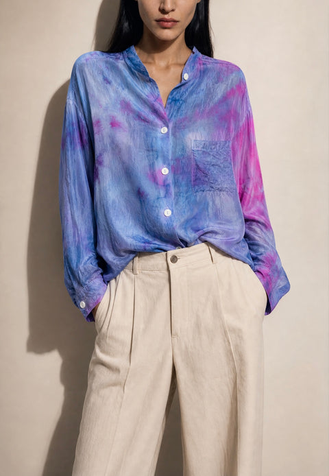 Lavender Silk Tie-Dye Silk Blouse