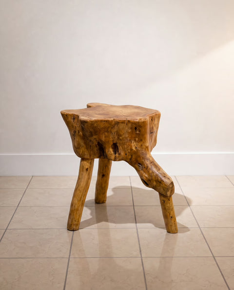 Live Edge Wood Tripod Side Table
