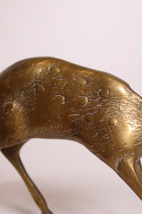 Vintage Solid Brass Deer Doe Figurine | Brass Animal Sculpture