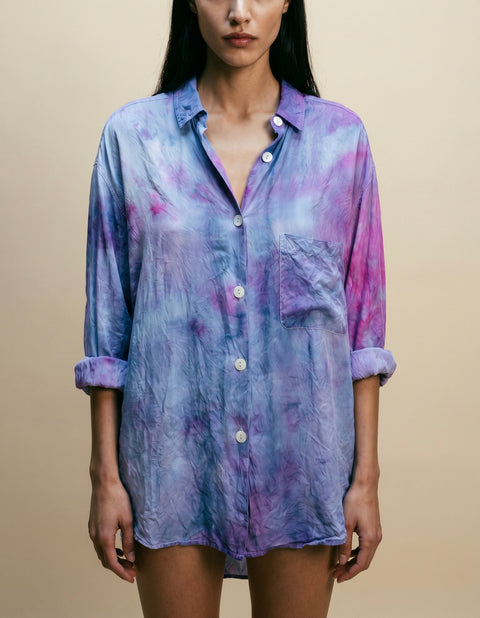 Lavender Silk Tie-Dye Silk Blouse