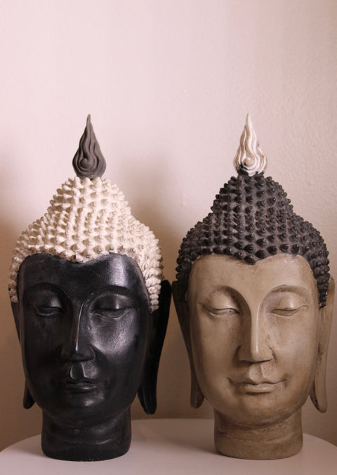 Pair Contemporary Buddha Head Sculptures