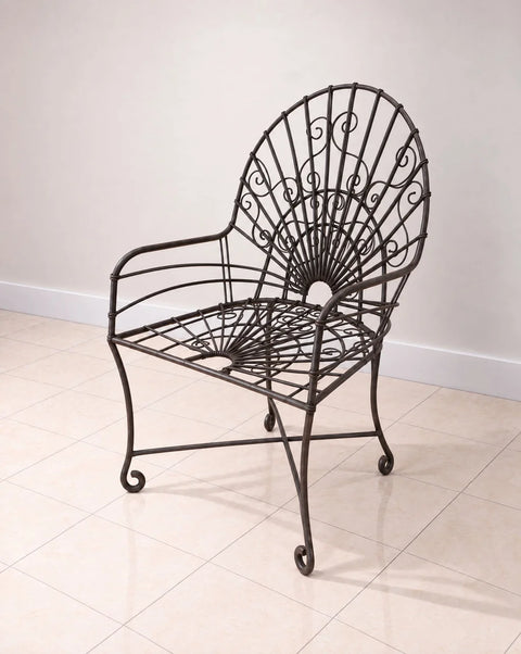 Peacock Back Iron Garden Armchair – Art Nouveau Style