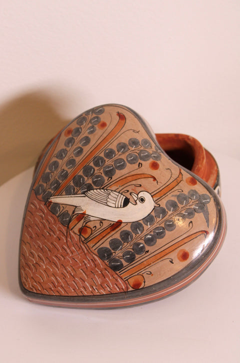 Heart Shaped Bird Painted Box