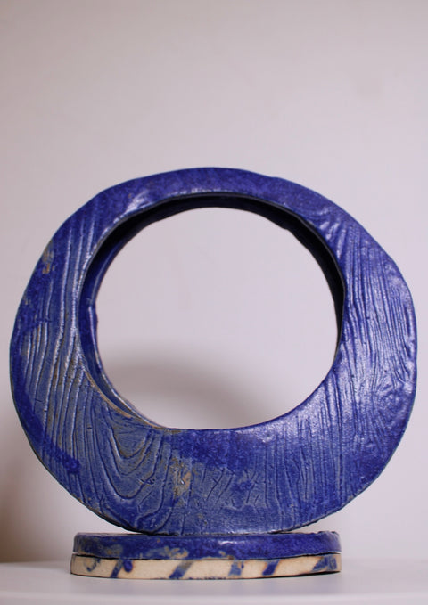 Blue Circular Abstract Ceramic Sculpture