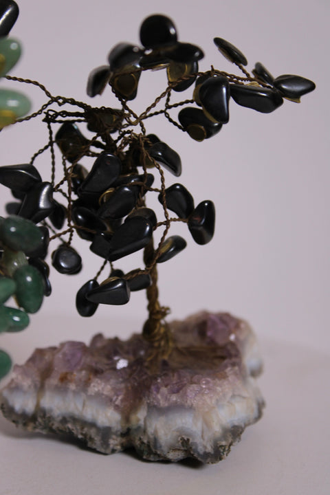 Pair of Gemstone Bonsai Trees on Amethyst Bases
