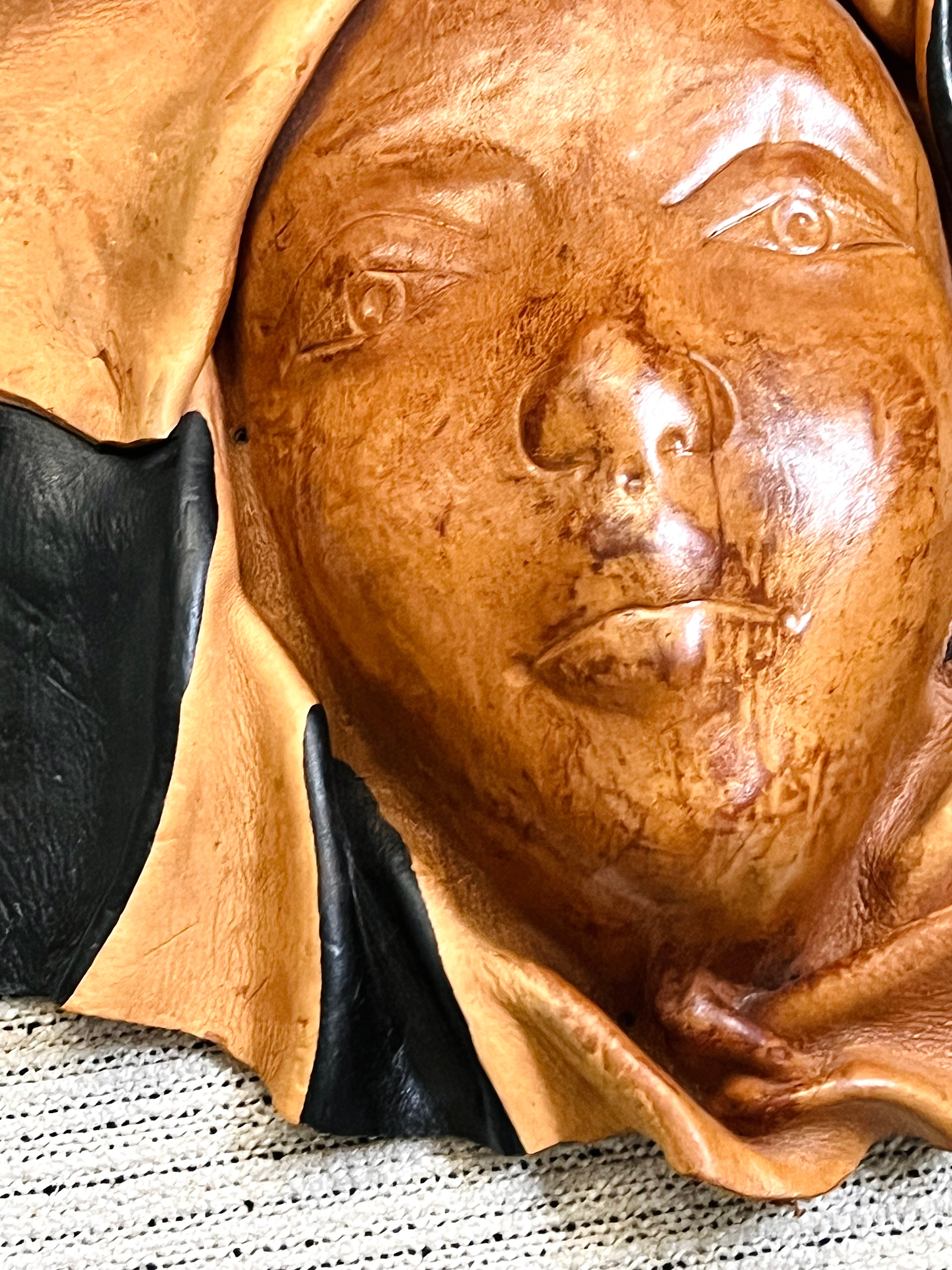 Black/Chestnut Leather Women Face Mask (Vintage)