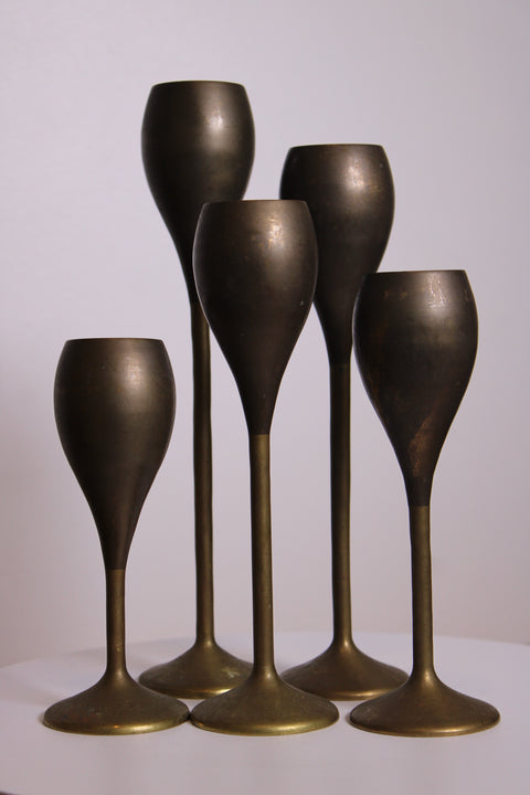 Set of Five Brass Goblets
